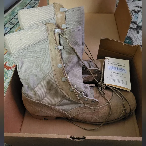 Belleville Combat Boots Hot Weather Type II Tan Suede Size 14N New with box - Picture 2 of 13
